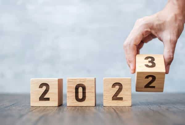 hand flip 2022 to 2023 block. goal, Resolution, strategy, plan,, motivation, reboot, forecast, change, countdown and New Year holiday concepts